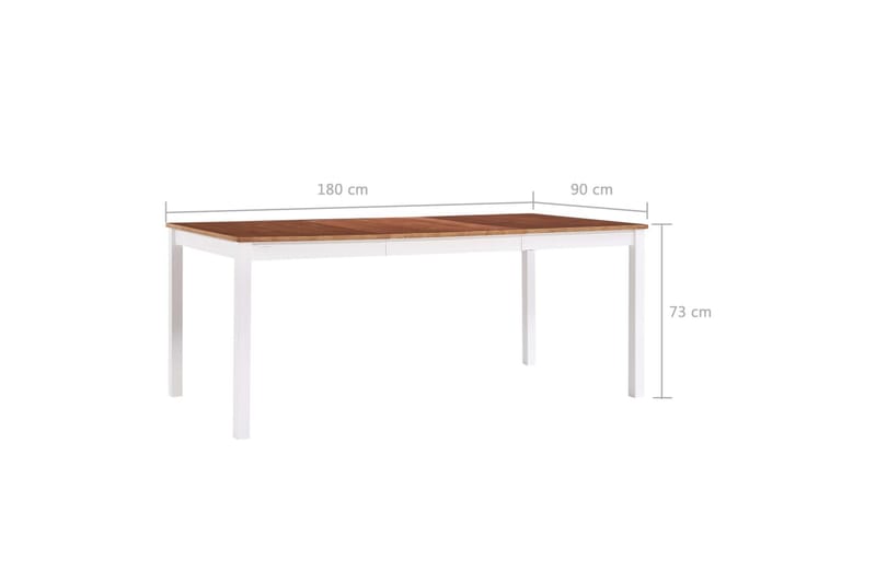Spisebord hvit og brun 180x90x73 cm furu - Møbler - Bord - Spisebord & kjøkkenbord