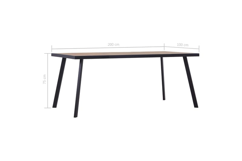 Spisebord lys trefarge og svart 200x100x75 cm MDF - Brun - Møbler - Bord - Spisebord & kjøkkenbord