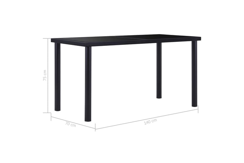Spisebord svart 140x70x75 cm herdet glass - Svart - Spisebord & kjøkkenbord