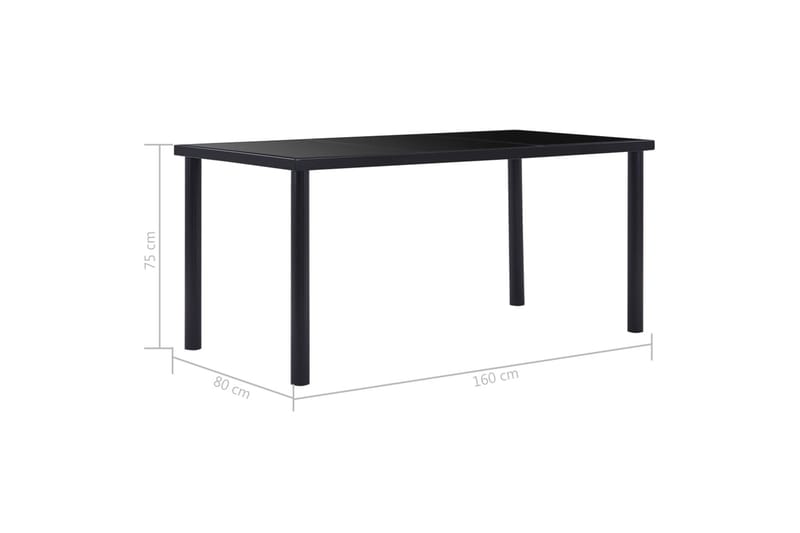 Spisebord svart 160x80x75 cm herdet glass - Svart - Spisebord & kjøkkenbord