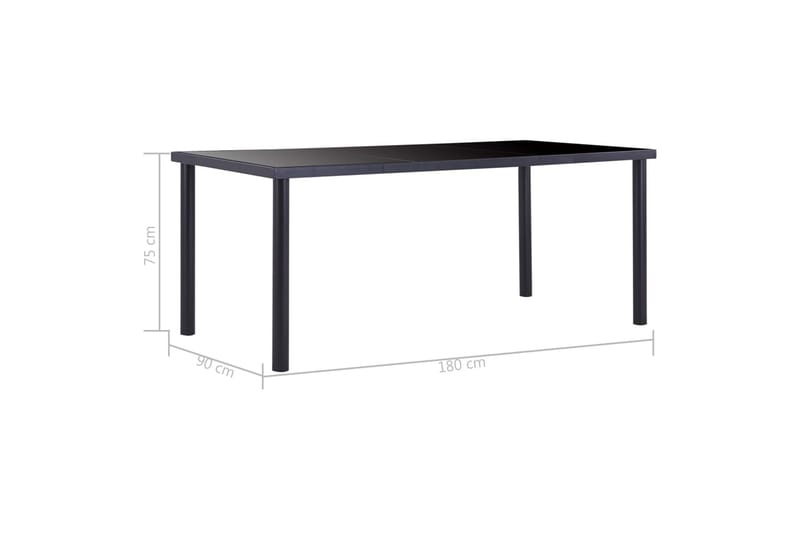 Spisebord svart 180x90x75 cm herdet glass - Svart - Møbler - Bord - Spisebord & kjøkkenbord