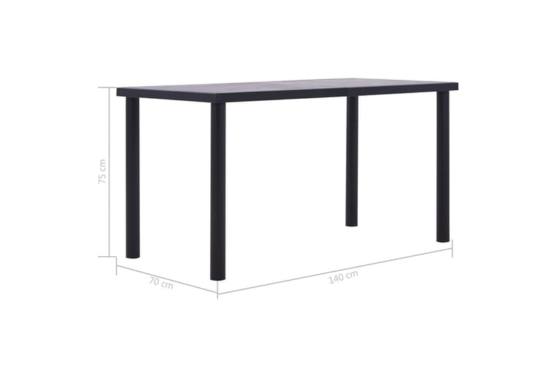 Spisebord svart og betonggrå 140x70x75 cm MDF - Svart - Møbler - Bord - Spisebord & kjøkkenbord