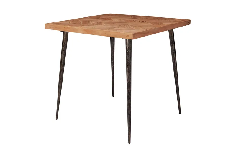 Synia Lite Kvadratisk Spisebord 80 cm i Massivt Tre med Eik- og Metallutseende, Beige