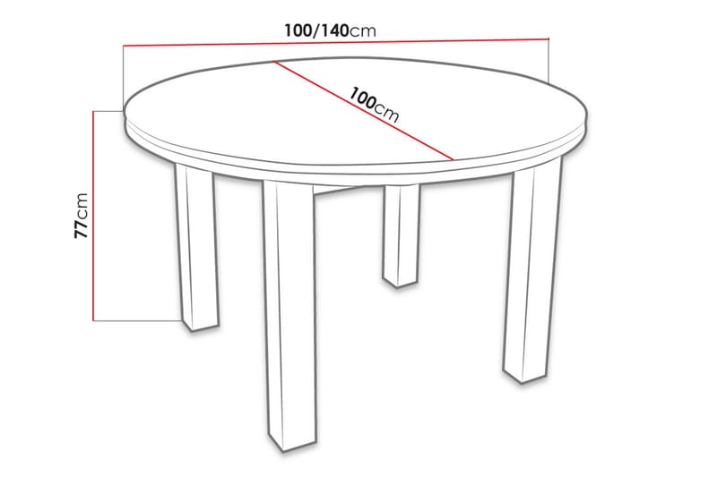 Tabell Forlengningsbart Spisebord 100 cm - Hvit - Møbler - Bord - Spisebord & kjøkkenbord