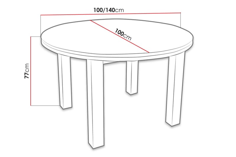 Tabell Forlengningsbart Spisebord 100 cm - Hvit - Spisebord & kjøkkenbord