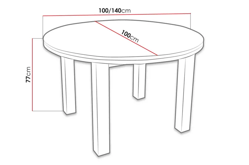 Tabell Forlengningsbart Spisebord 100 cm - Hvit - Møbler - Bord - Spisebord & kjøkkenbord