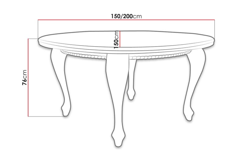 Tabell Forlengningsbart Spisebord 150 cm - Hvit - Spisebord & kjøkkenbord