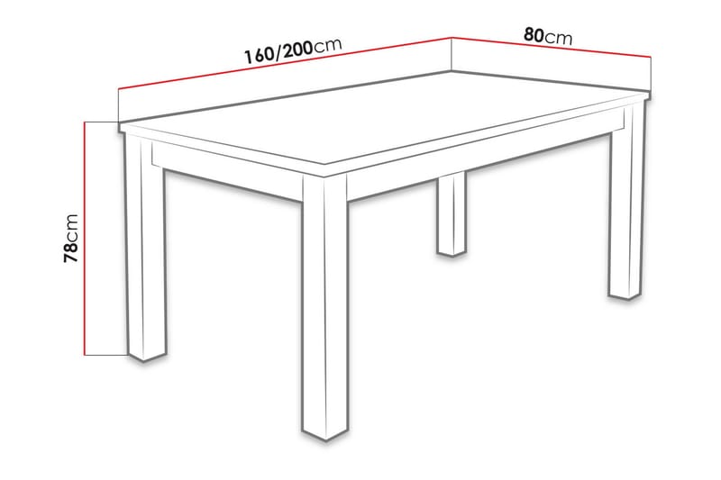 Tabell Forlengningsbart Spisebord 160x80x78 cm - Eik - Møbler - Bord - Spisebord & kjøkkenbord