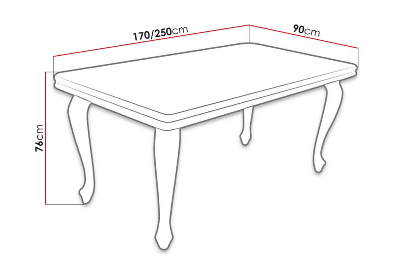 Tabell Forlengningsbart Spisebord 170 cm - Hvit - Møbler - Bord - Spisebord & kjøkkenbord