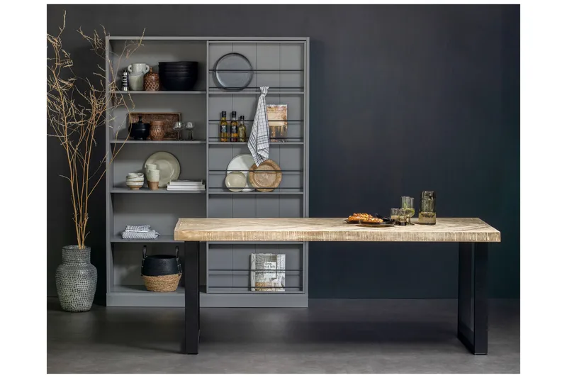 Tablo Spisebord U-Formede Ben 200 cm - Spetskypert/Natur/Svart - Møbler - Bord - Spisebord & kjøkkenbord