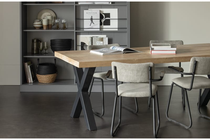 Tablo Spisebord X-Formede Ben 180 cm - Natur/Svart - Spisebord & kjøkkenbord