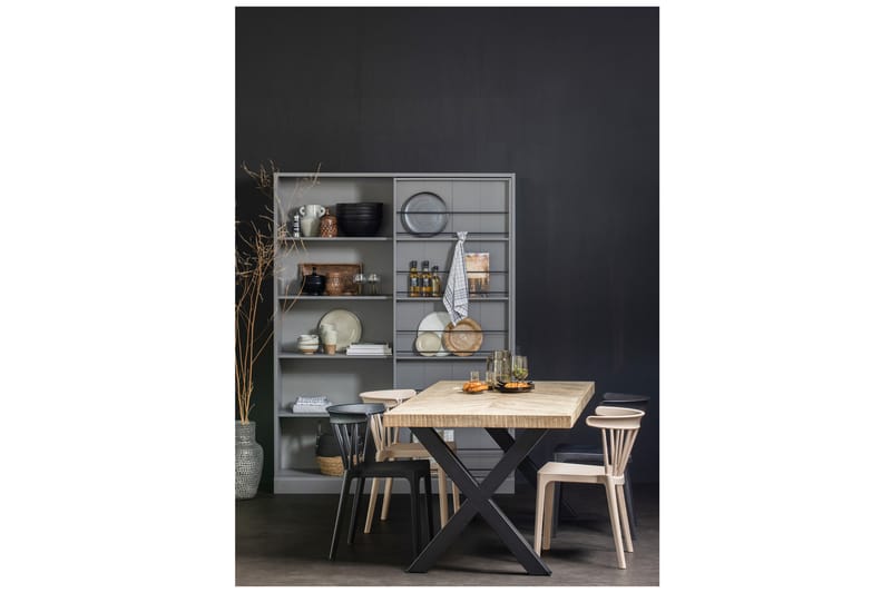 Tablo Spisebord X-Formede Ben 180 cm - Spetskypert/Natur/Svart - Møbler - Bord - Spisebord & kjøkkenbord