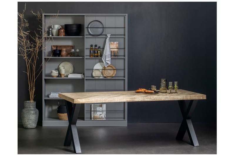 Tablo Spisebord X-Formede Ben 180 cm - Spetskypert/Natur/Svart - Møbler - Bord - Spisebord & kjøkkenbord