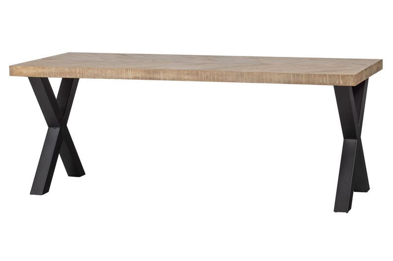 Tablo Spisebord X-Formede Ben 200 cm - Spetskypert/Natur/Svart - Spisebord & kjøkkenbord