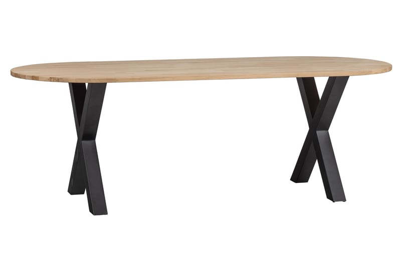 Tablo Spisebord X-Formede Ben 220 cm Ovalt - Eik/Svart - Møbler - Bord - Spisebord & kjøkkenbord