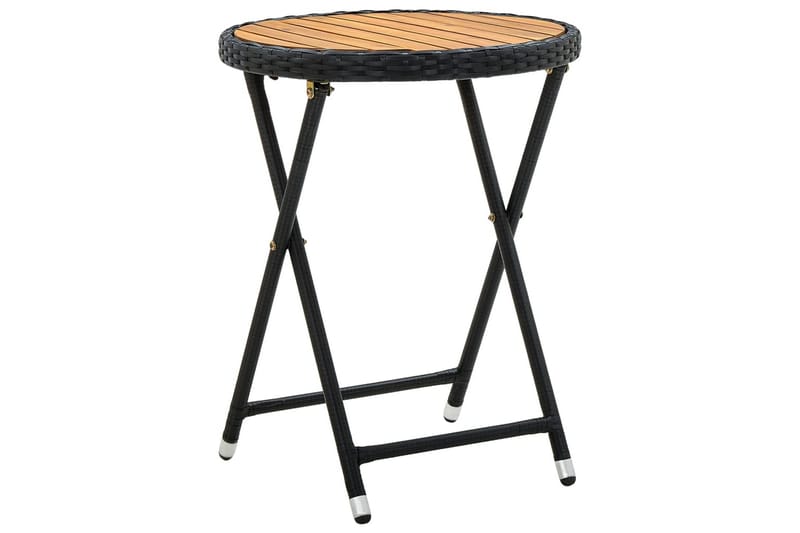 Tebord svart 60 cm polyrotting og heltre akasie - Svart - Spisebord & kjøkkenbord