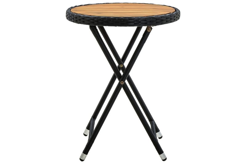 Tebord svart 60 cm polyrotting og heltre akasie - Svart - Møbler - Bord - Spisebord & kjøkkenbord
