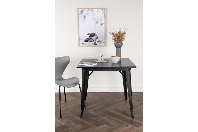 Tempe Lite Kvadratisk Spisebord 80 cm med Metalllook - Svart - Møbler - Bord - Spisebord & kjøkkenbord