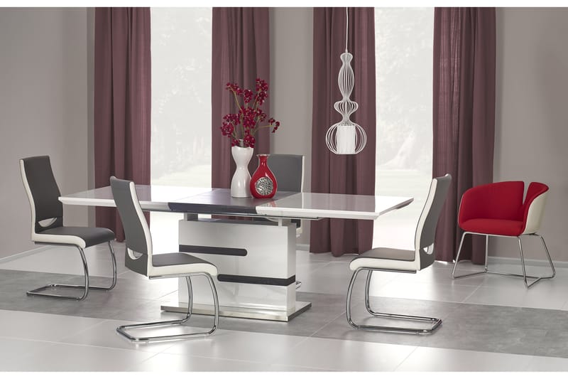 Tengalia Forlengningsbart Spisebord 160 cm - Hvit/Grå - Spisebord & kjøkkenbord