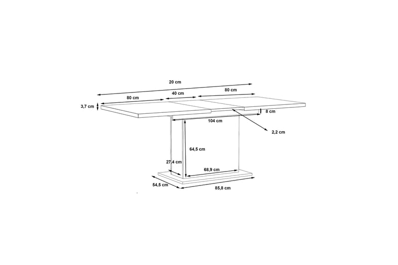 Trecante Spisebord Forlengningsbar 160 cm - Brun - Spisebord & kjøkkenbord