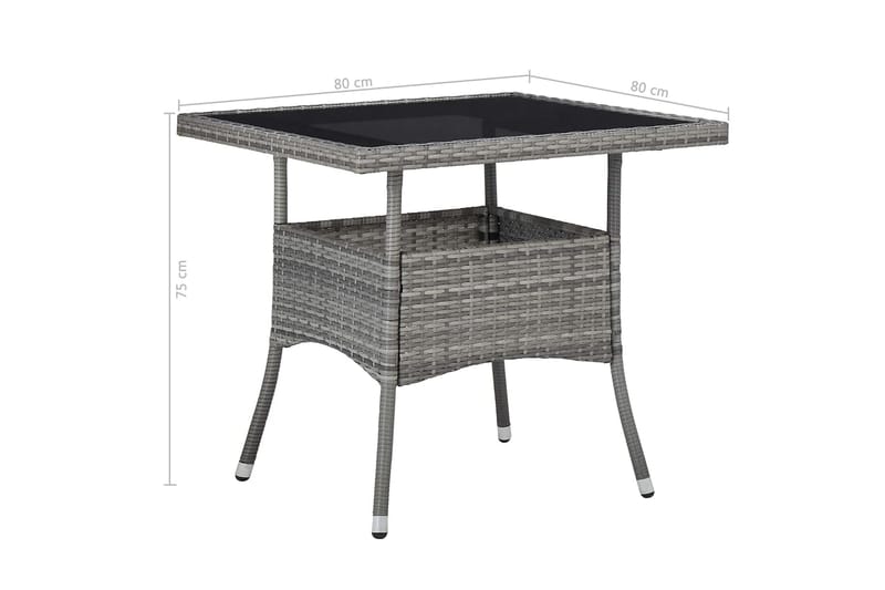 Utendørs spisebord grå polyrotting og glass - Grå - Spisebord & kjøkkenbord