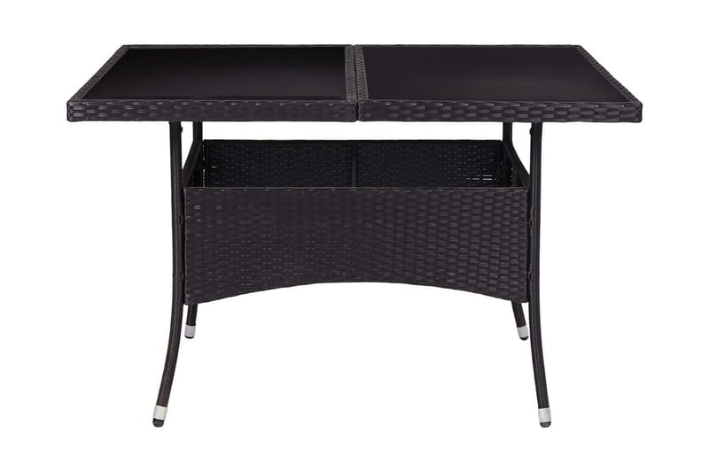 Utendørs spisebord svart polyrotting og glass - Spisebord & kjøkkenbord