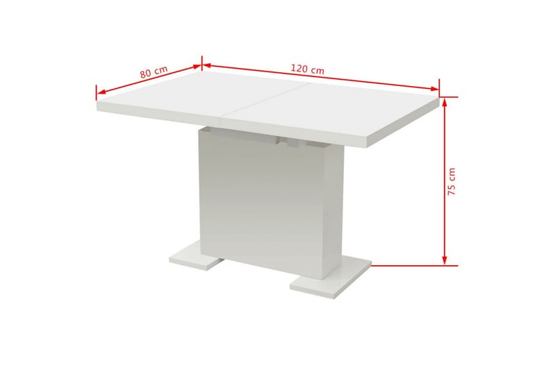 Uttrekkbart Spisebord Høyglanset Hvit - Hvit Høyglans - Møbler - Bord - Spisebord & kjøkkenbord