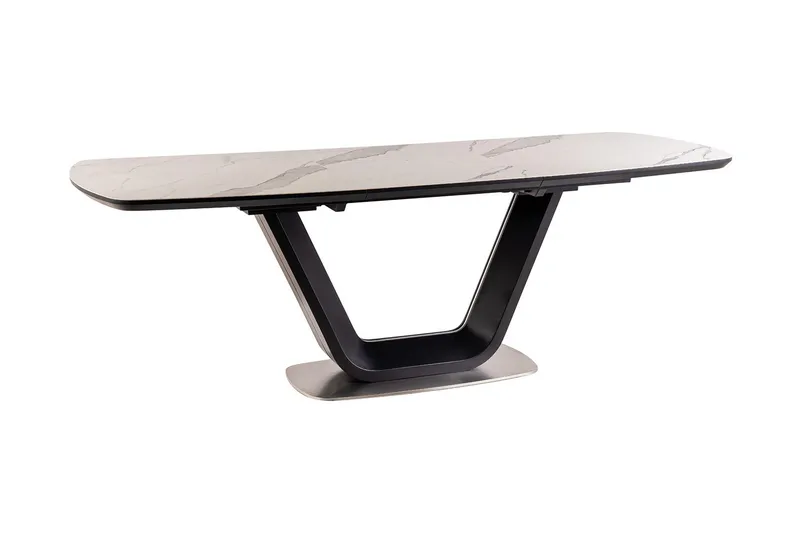 Ventera Forlengningsbart Spisebord 160 cm - Keramikk/Svart/Hvit - Møbler - Bord - Spisebord & kjøkkenbord