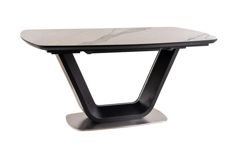 Ventera Forlengningsbart Spisebord 160 cm - Keramikk/Svart/Hvit - Møbler - Bord - Spisebord & kjøkkenbord