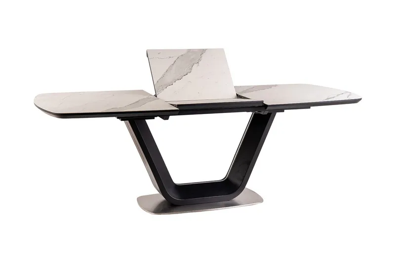 Ventera Forlengningsbart Spisebord 160 cm - Keramikk/Svart/Hvit - Møbler - Bord - Spisebord & kjøkkenbord