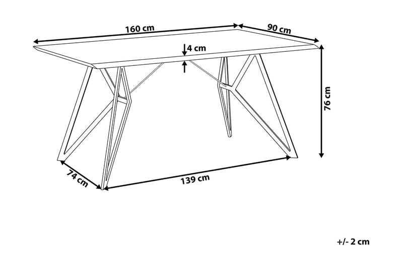 Verd Rektangulært Spisebord 160 cm i Tre og Metall med Betongutseende - Grå - Møbler - Bord - Spisebord & kjøkkenbord