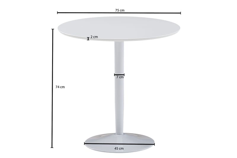 Wilhem Spisebord 75 cm Rund - HVit - Møbler - Bord - Spisebord & kjøkkenbord