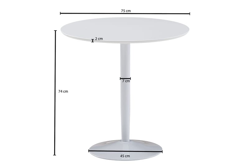 Wilhem Spisebord 75 cm Rund - HVit - Spisebord & kjøkkenbord