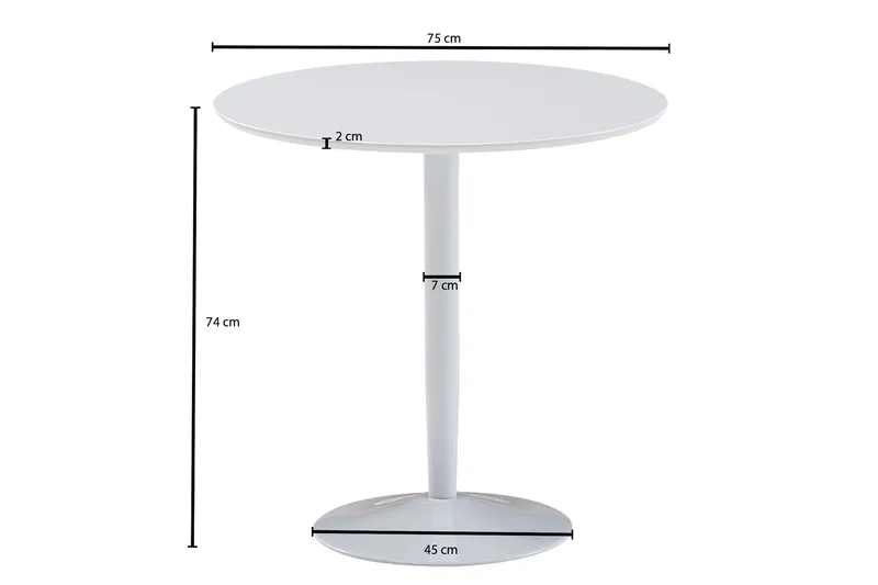 Wilhem Spisebord 75 cm Rund - HVit - Møbler - Bord - Spisebord & kjøkkenbord