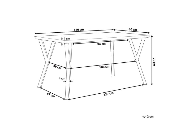 Willanna Rektangulært Spisebord 140 cm i Tre med Eik- og Metalllook - Lysebrun - Møbler - Bord - Spisebord & kjøkkenbord