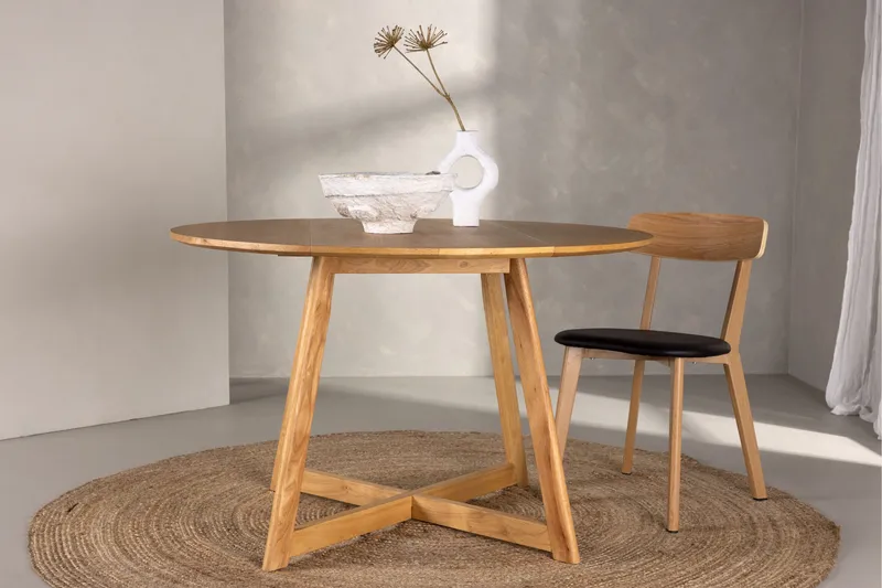Yakidon Uttrekkbart Rundt Spisebord 120 cm med Tre- og Eketreutseende - Brun - Møbler - Bord - Spisebord & kjøkkenbord