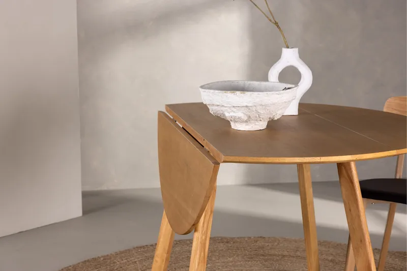 Yakidon Uttrekkbart Rundt Spisebord 120 cm med Tre- og Eketreutseende - Brun - Møbler - Bord - Spisebord & kjøkkenbord