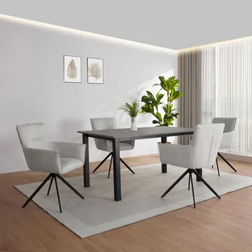 Spisebord Loft24 Durham Betong 160 x 90 cm - Betonggrå og svart - Møbler - Bord - Spisebord & kjøkkenbord