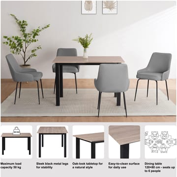 Spisebord Loft24 Durham Eik/svart 120 x 80 cm - Eikebrun og svart - Møbler - Bord - Spisebord & kjøkkenbord