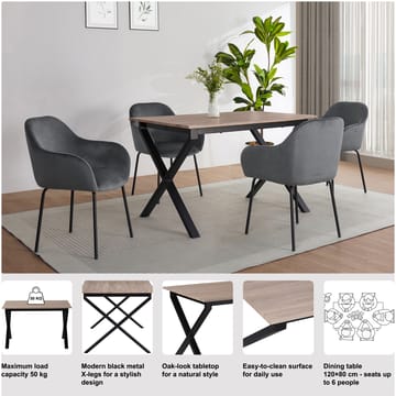Spisebord Loft24 Ipswich Eik/svart 120 x 80 cm - Eik og svart - Møbler - Bord - Spisebord & kjøkkenbord