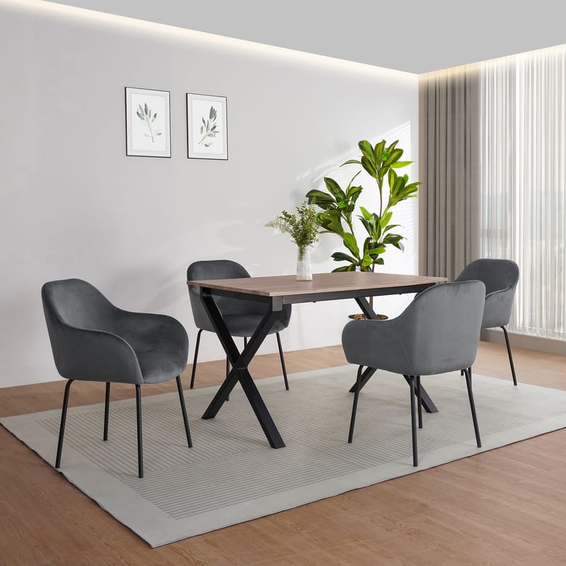 Spisebord Loft24 Ipswich Eik/svart 120 x 80 cm - Eik og svart - Møbler - Bord - Spisebord & kjøkkenbord