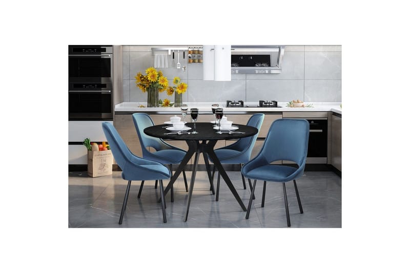 Spisebord Loft24 Philip spisebord rundt 110 cm Svart - Møbler - Bord - Spisebord & kjøkkenbord