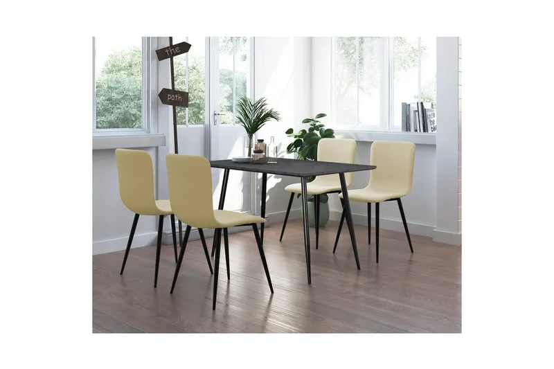 Spisebord Monza 120x80x76 cm, Fiskeben Gråeik/Svart - 120x80x76 cm, Fiskeben Gråeik/Svart - Møbler - Bord - Spisebord & kjøkkenbord