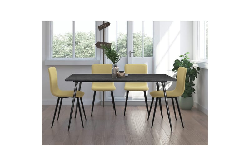 Spisebord Monza 160x90x76 cm, Fiskeben Gråeik/Svart - 160x90x76 cm, Fiskeben Gråeik/Svart - Møbler - Bord - Spisebord & kjøkkenbord