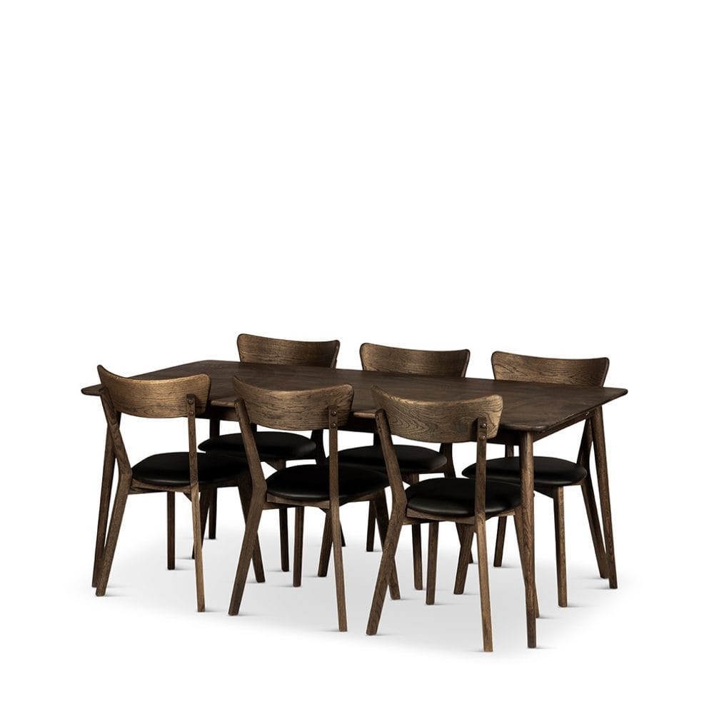 Spisebord Nyborg 180 cm med Stoler - 180x90x75 cm, 6 stk Ekeby-stoler