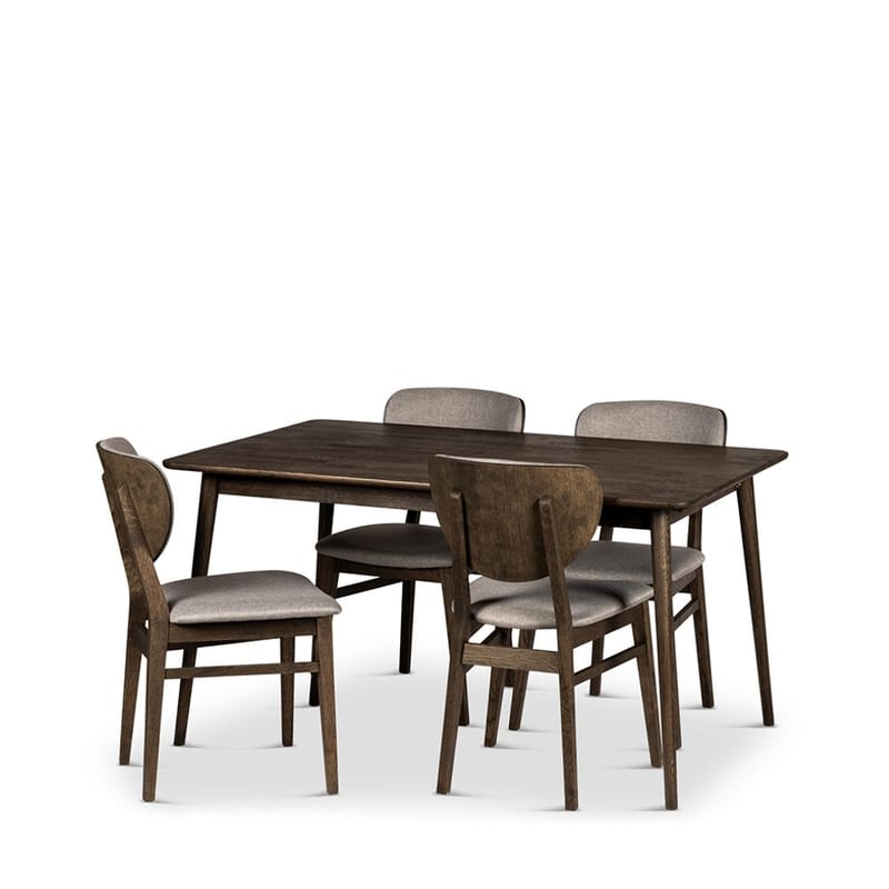 Spisebord Nyborg med Stoler, 140x90x75 cm, 4 stk Smøgen-stoler