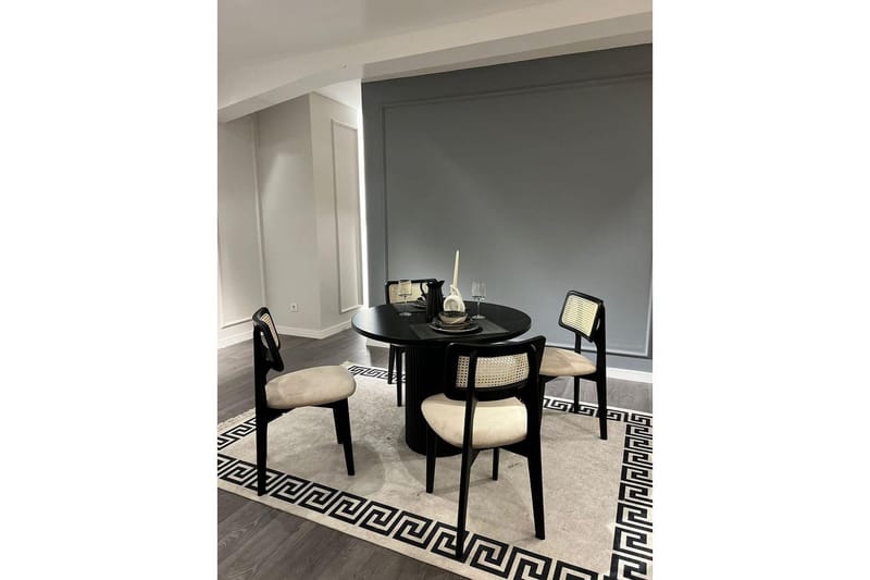 Spisebord- og stolsett (5 deler) Colomieu Svart / Hvit - Svart/Hvit - Møbler - Bord - Spisegrupper