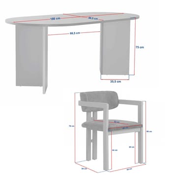 Spisebord- og stolsett Nordure Meridia 4 (180 x 75 x 90 cm) 5 deler Travertin valnøtt brun - Møbler - Bord - Spisegrupper