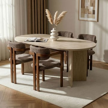 Spisebord- og stolsett Nordure Meridia 4 (180 x 75 x 90 cm) 5 deler Travertin valnøtt brun - Møbler - Bord - Spisegrupper