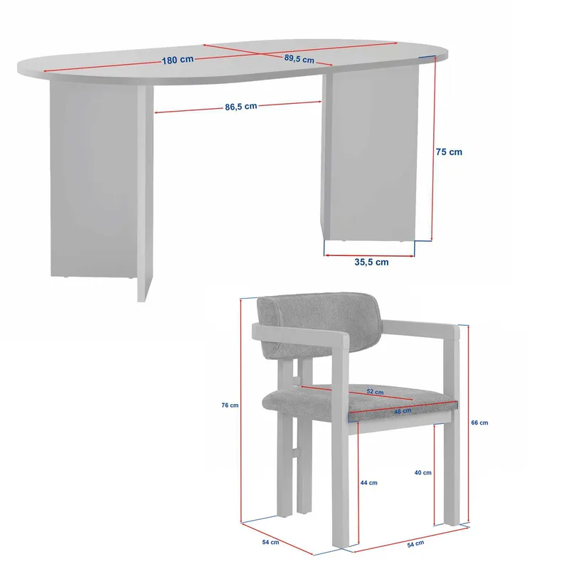 Spisebord- og stolsett Nordure Meridia 4 (180 x 75 x 90 cm) 5 deler Travertin valnøtt hvit - Møbler - Bord - Spisegrupper